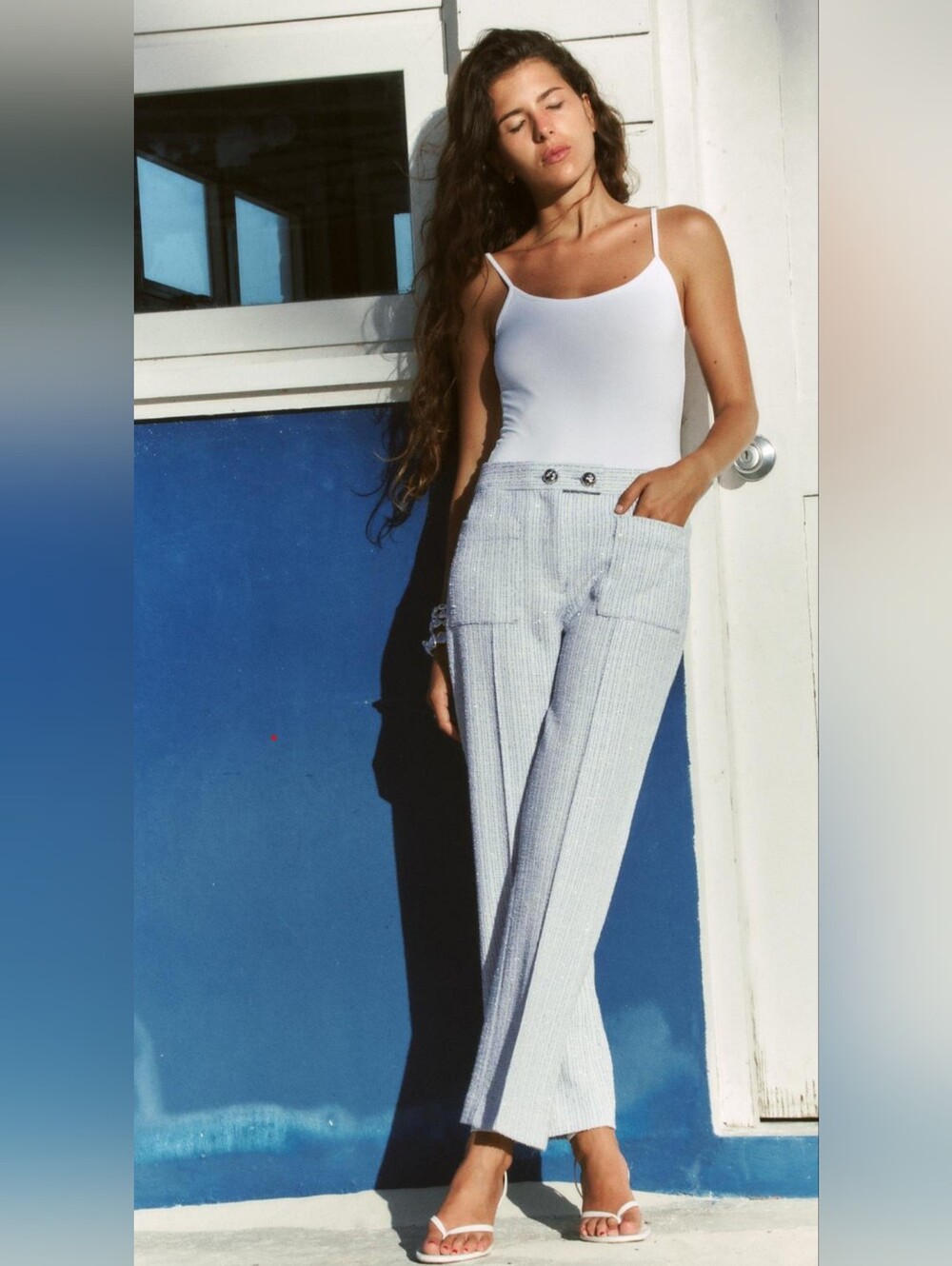 Zara White Spaghetti Strap Tank Top